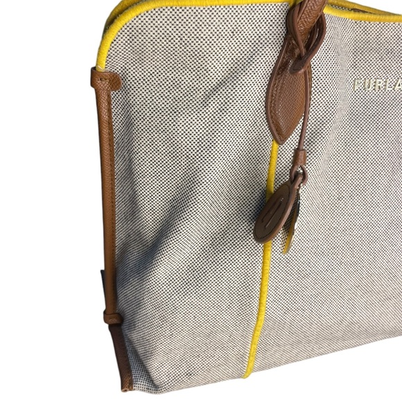 Furla Piped Trim Woven Textile Tote - Picture 4 of 13